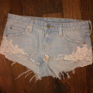 UO BDG Crochet Jean Shorts